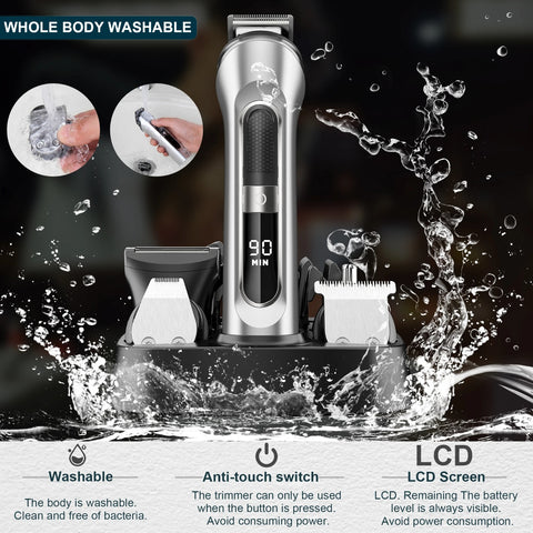 HATTEKER Brand Hair Clipper Waterproof Man's Barber 5 in 1